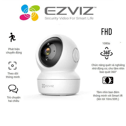 2 Pack EZVIZ H6c Home Camera with Wi-Fi, Motion Detection, 2-Way Audio, Night Vision, White