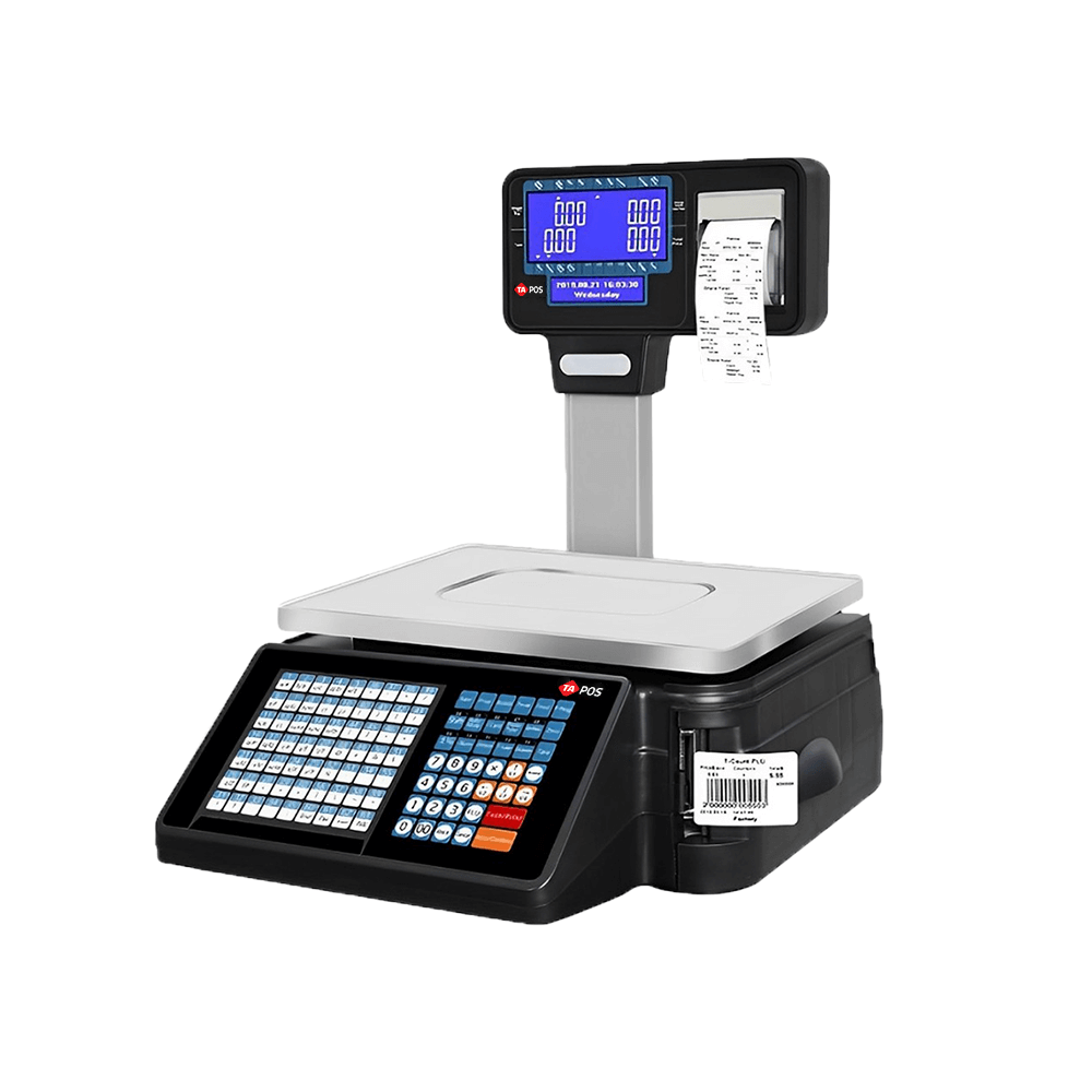 Electronic barcode scale for printing labels from 10 grams to 30 kilograms, supports issuing an invoice