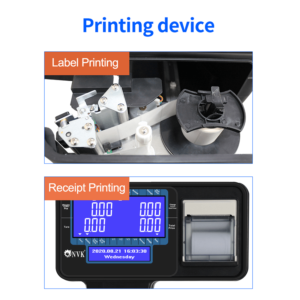 Electronic barcode scale for printing labels from 10 grams to 30 kilograms, supports issuing an invoice