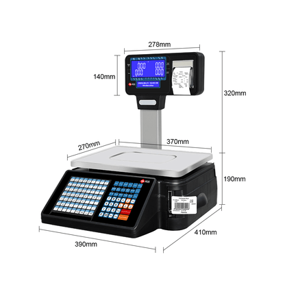 Electronic barcode scale for printing labels from 10 grams to 30 kilograms, supports issuing an invoice