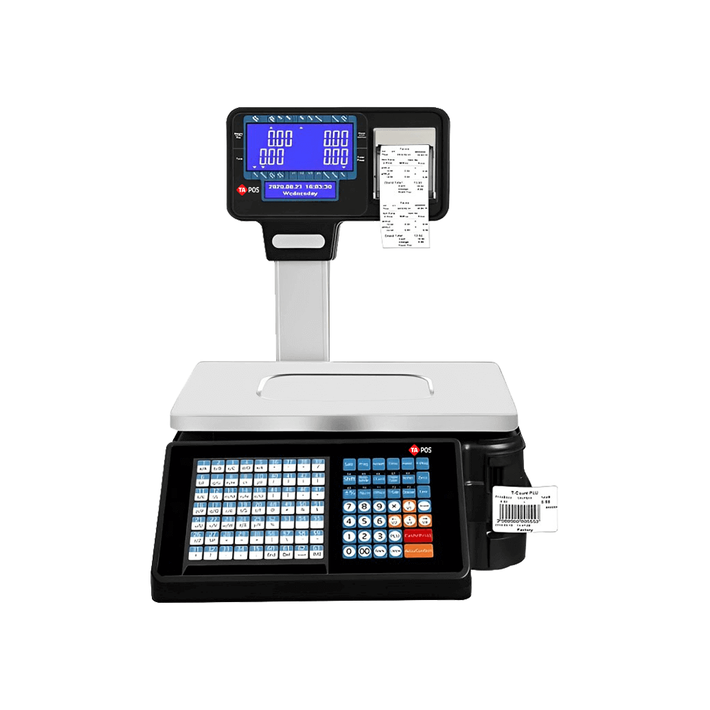 Electronic barcode scale for printing labels from 10 grams to 30 kilograms, supports issuing an invoice