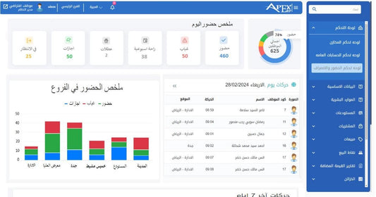 برنامج حضور وانصراف- تابع موظفيك في أي وقت ومن أي مكان APEX TIME WEB