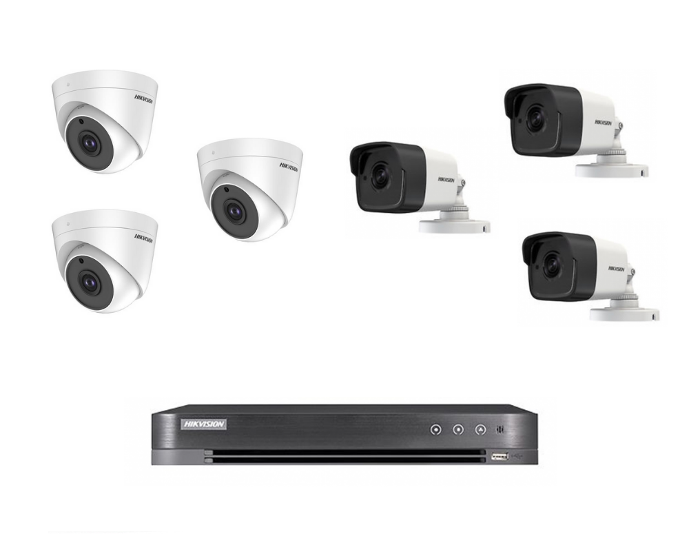 6 5-megap cameras, internal or external, according to your choice + 8-channel recording device (HD)