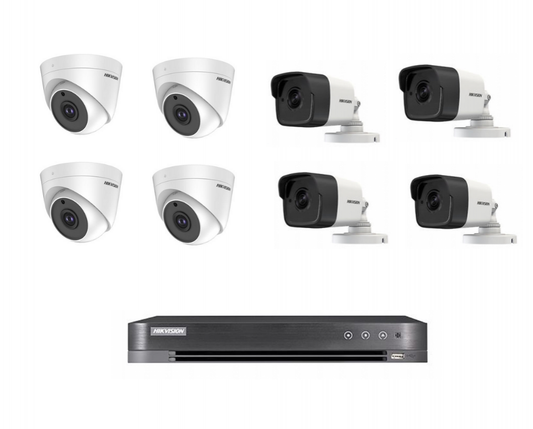 8 5-megap cameras, internal or external, according to your choice + 8-channel recording device (HD)